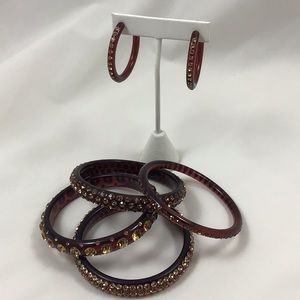 Deep amber acrylic and crystal jewelry